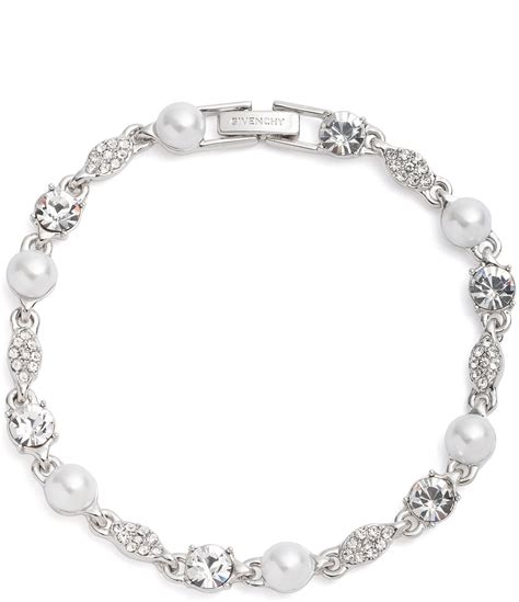 givenchy glass pearl stretch bracelet|Givenchy Silver Tone Crystal White Pearl Stretch Bracelet .